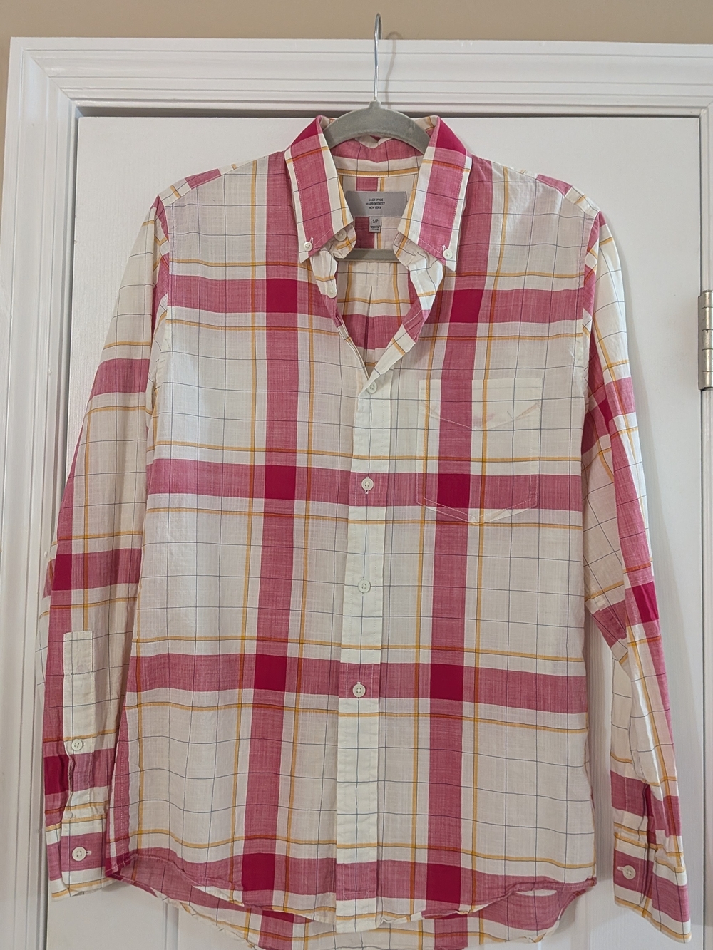 Jack Spade Men's Pink and Cream Plaid Button-Down Shirt
